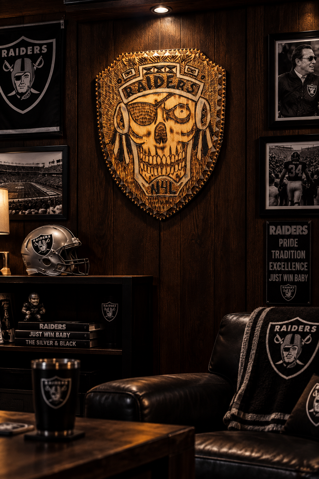 Custom burned Raiders Plaque