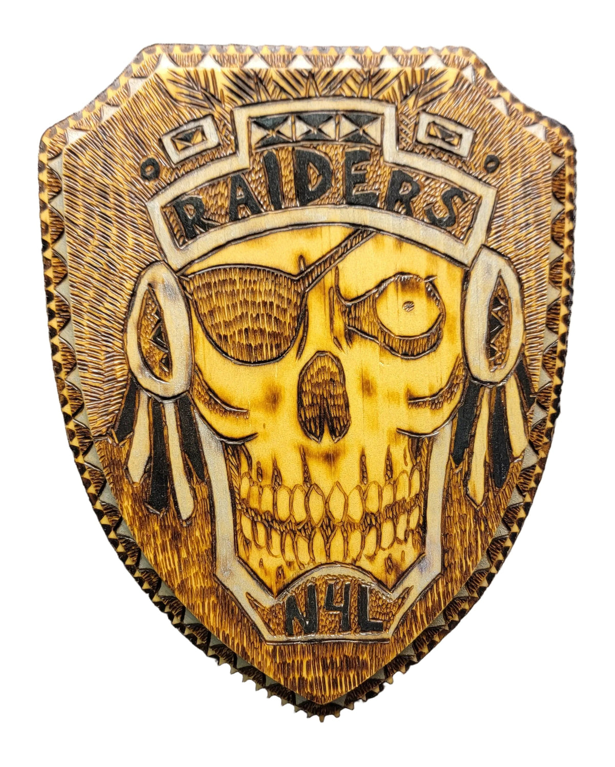 Custom burned Raiders Plaque