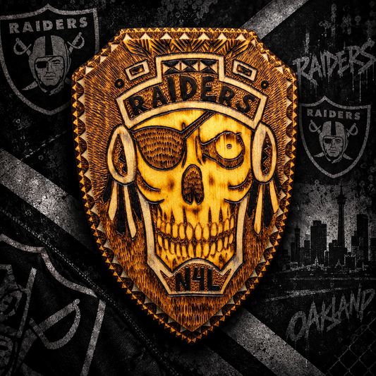 Custom burned Raiders Plaque