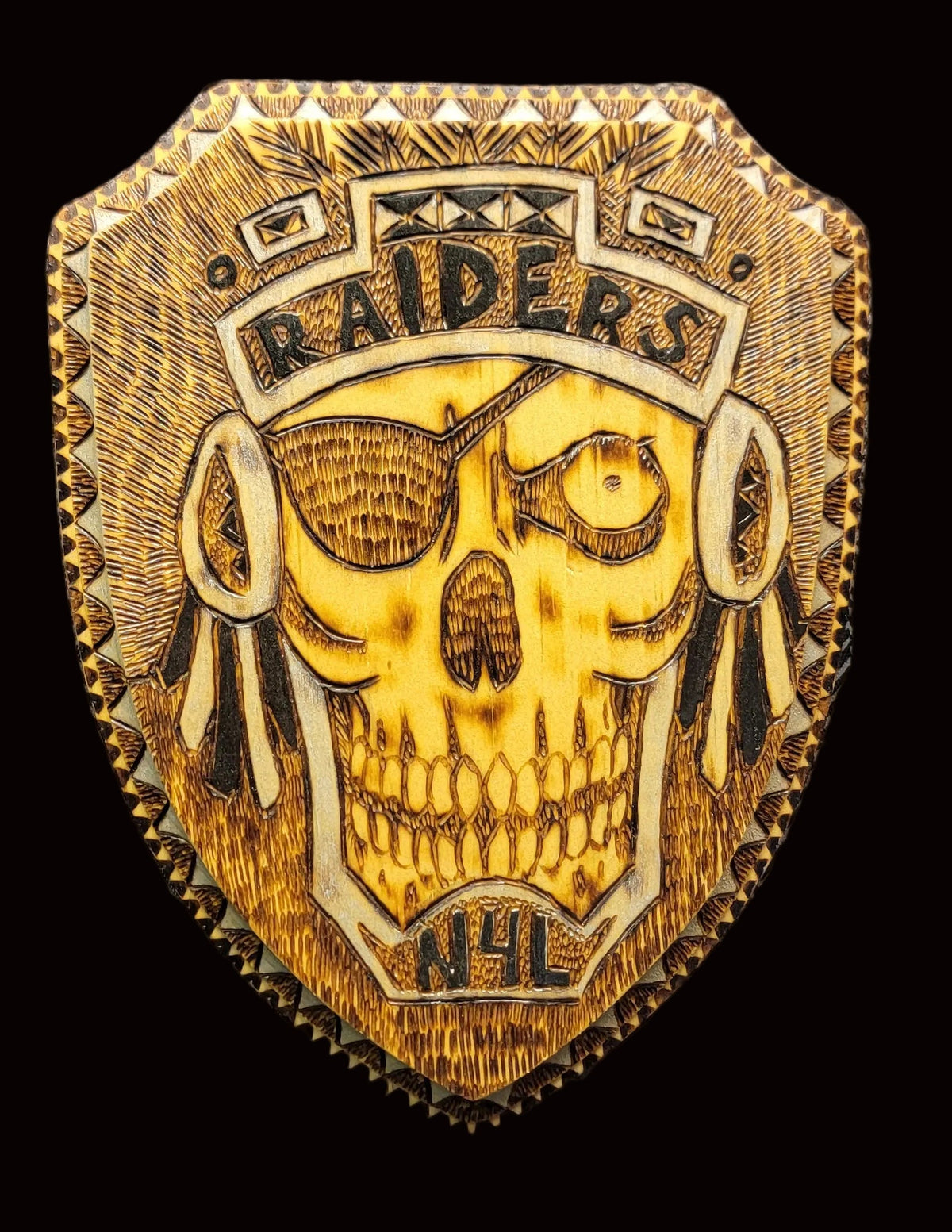 Custom burned Raiders Plaque